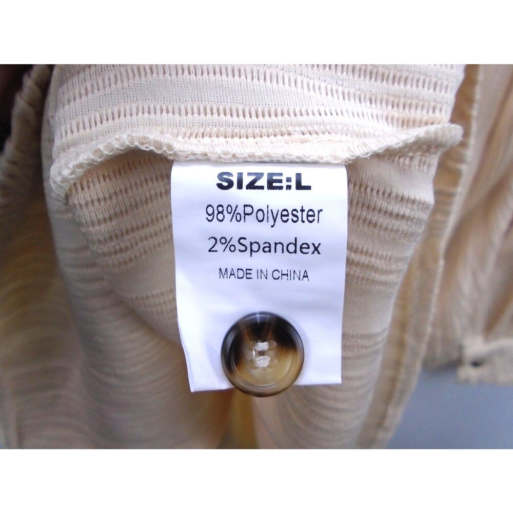 Teepie Womens Button Blouse Size L Ribbed with Pocket lapel V-neck - Picture 11 of 12